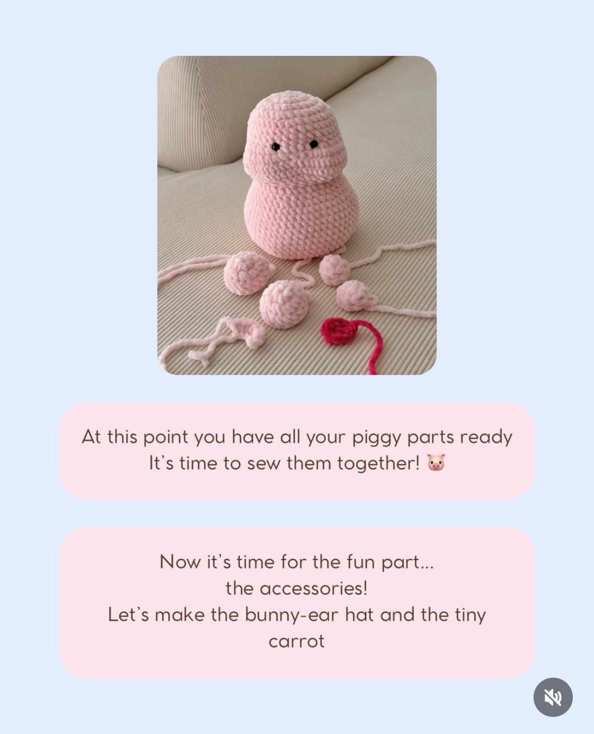 Free Crochet Pattern: Sweet Pink Piggy with Bunny Hat and Carrot