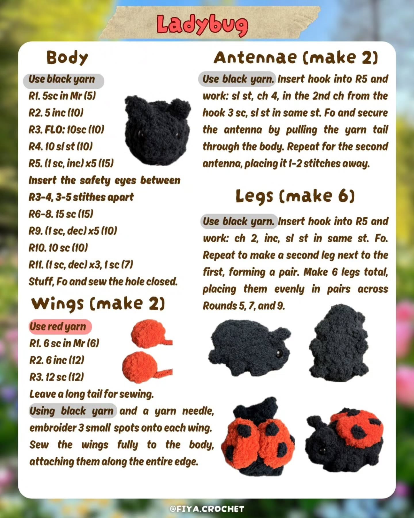 Free Crochet Pattern: Tiny Garden Bugs - Amigurumi Insects Collection