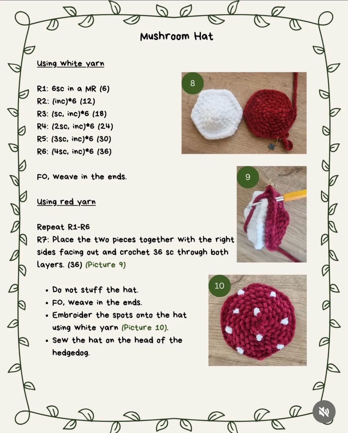 Free Crochet Pattern: Toadie the Tiny Hedgehog with Mushroom Hat