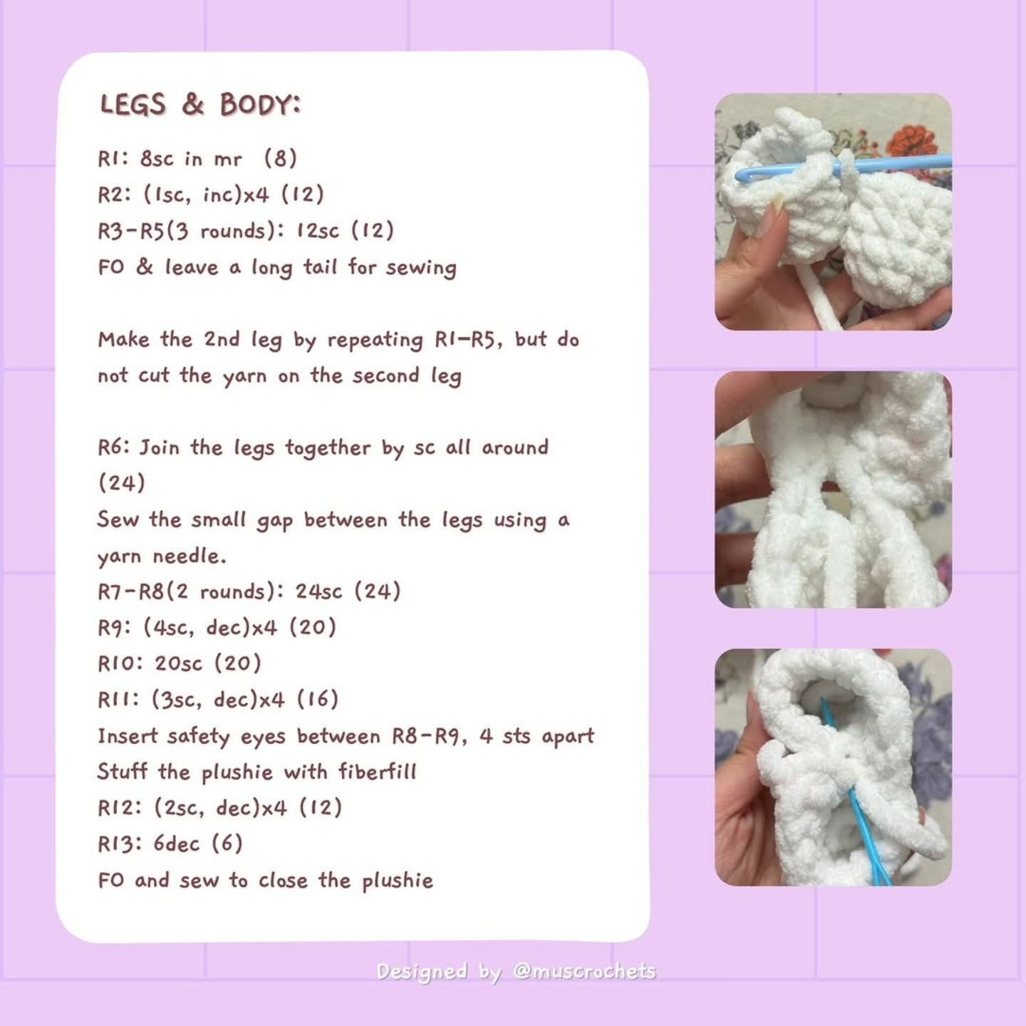 Free Crochet Pattern Trixie: Cute White Amigurumi Monster with Orange Horns