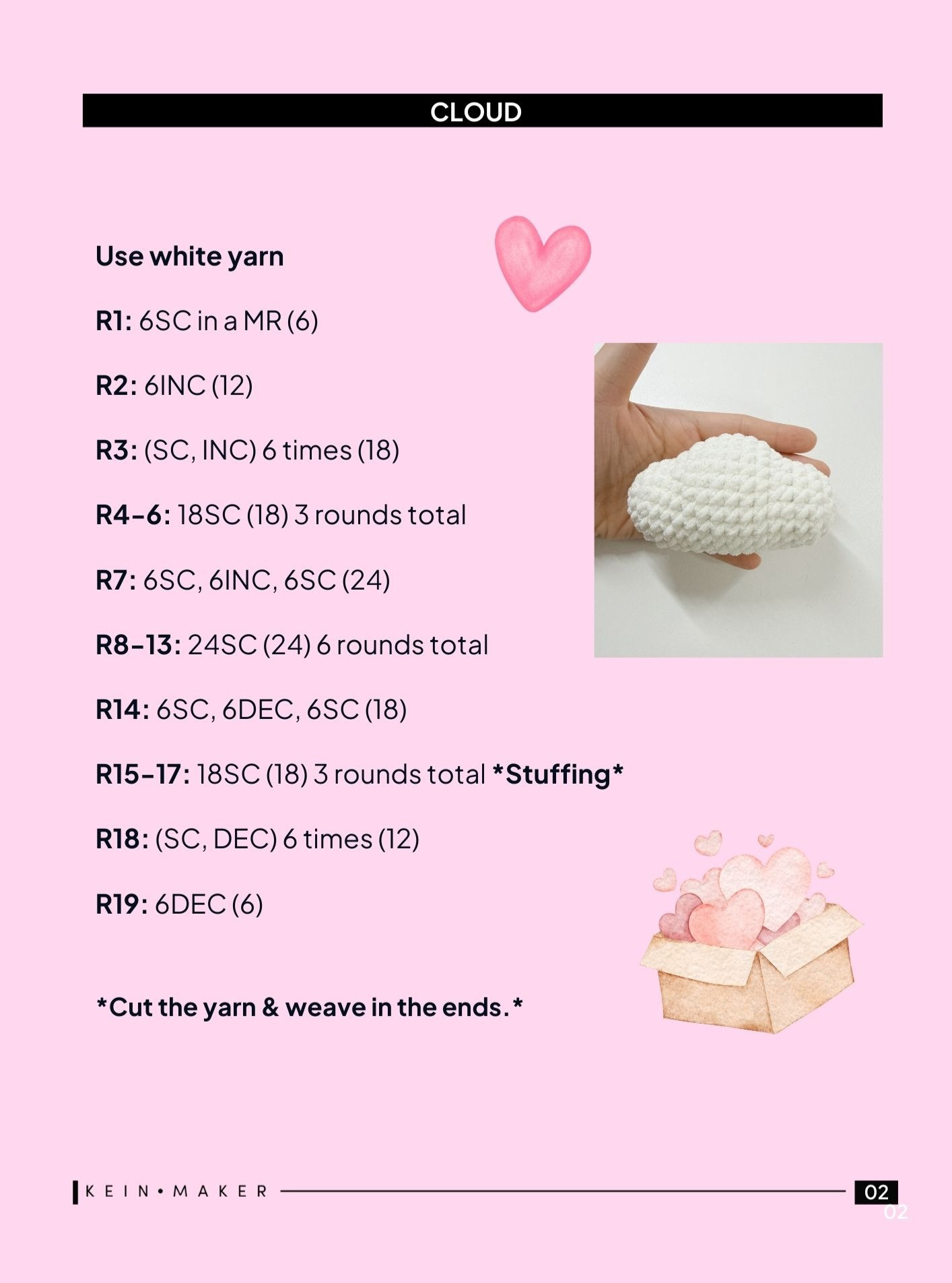 Free Crochet Pattern: Valentine's Cloud with Hanging Hearts