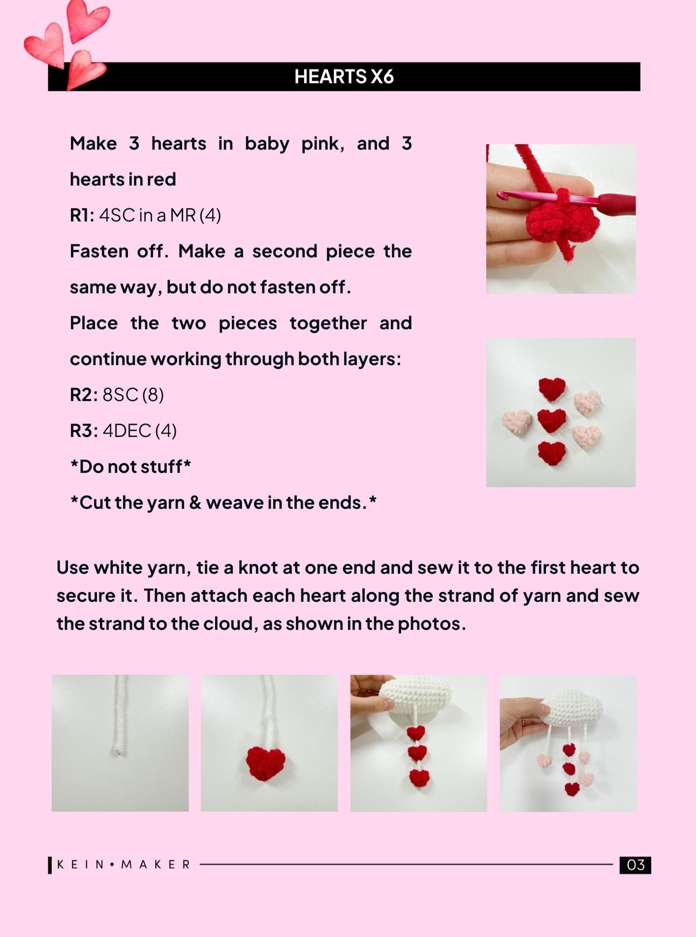Free Crochet Pattern: Valentine's Cloud with Hanging Hearts