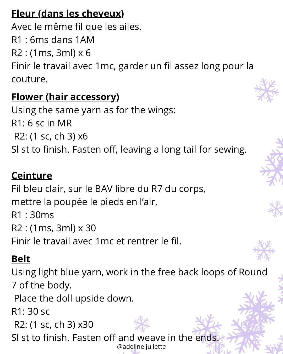 Free Crochet Pattern: Winter Fairy Amigurumi Doll with Blue Hat and Flower Bouquet