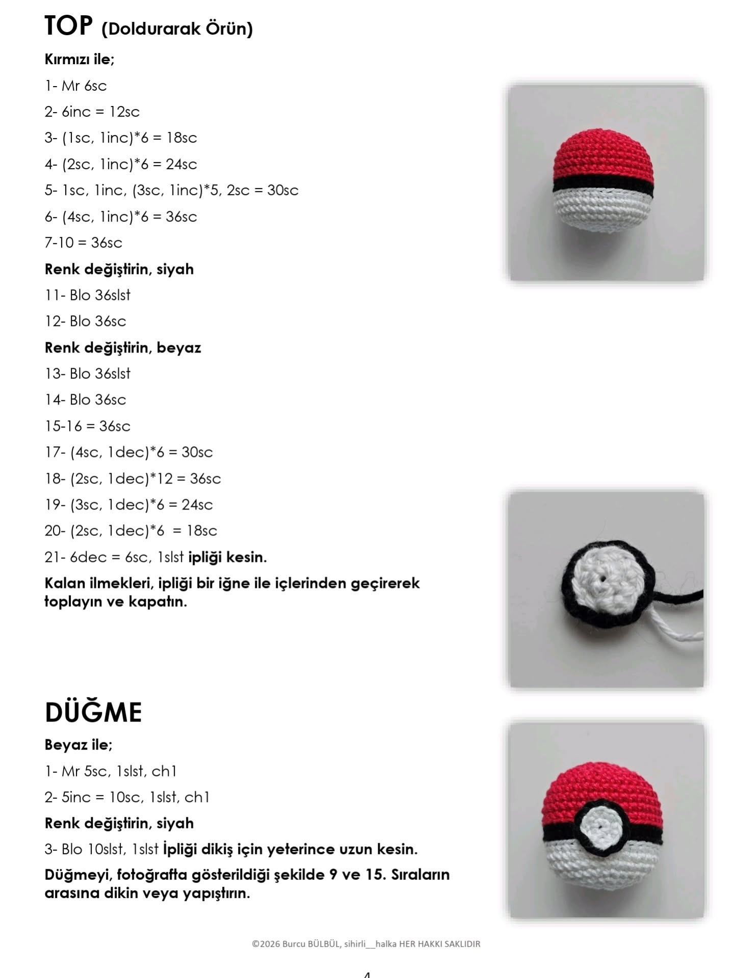 Free Crochet Poke Ball Amigurumi Pattern: Easy Tutorial with Red, White & Black Yarn for Beginners