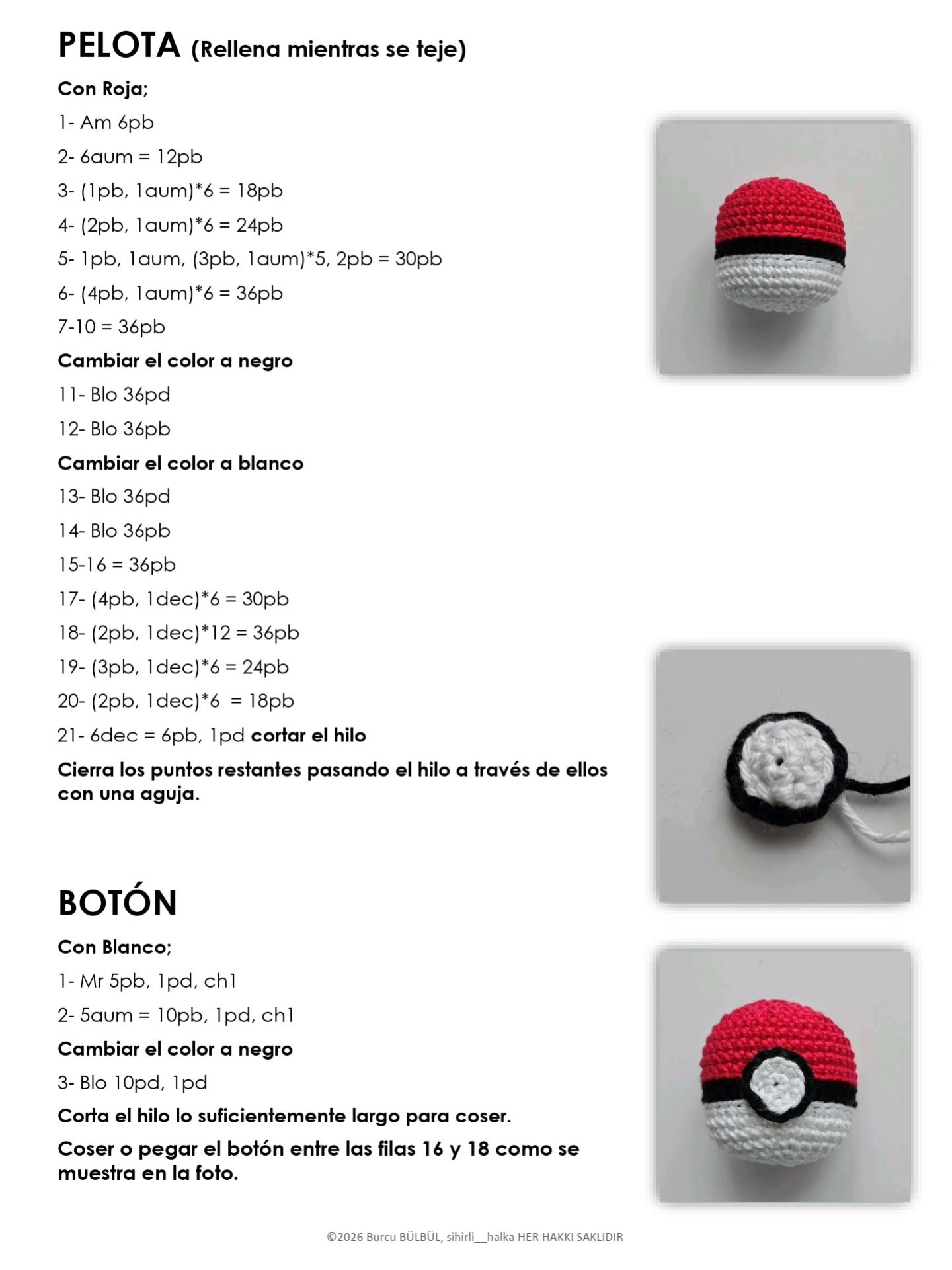 Free Crochet Poke Ball Amigurumi Pattern: Easy Tutorial with Red, White & Black Yarn for Beginners