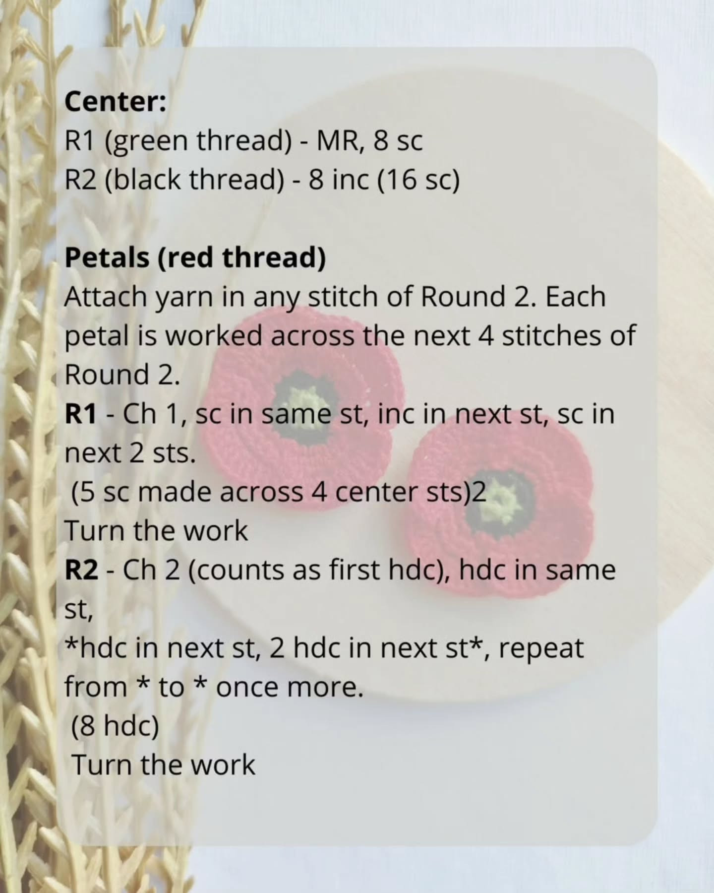 Free Crochet Poppy Flower Pattern: Easy-Intermediate Guide for Red, Black & Green Yarn