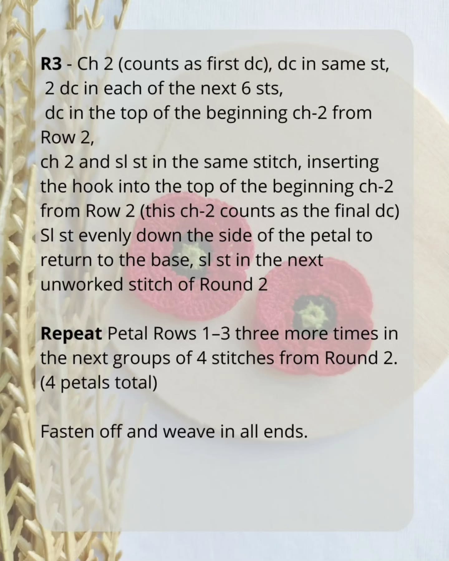 Free Crochet Poppy Flower Pattern: Easy-Intermediate Guide for Red, Black & Green Yarn
