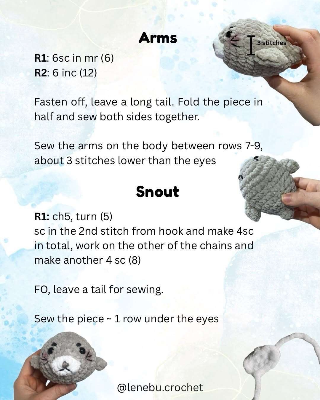 Free Crochet Seal Amigurumi Pattern: Cute White and Grey Plushie Tutorial