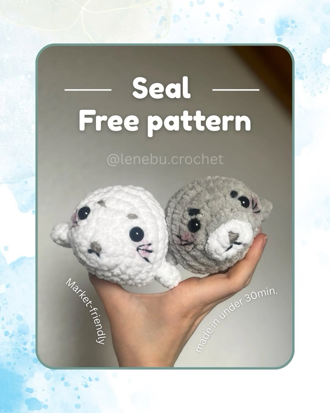 Free Crochet Seal Amigurumi Pattern: Cute White and Grey Plushie Tutorial