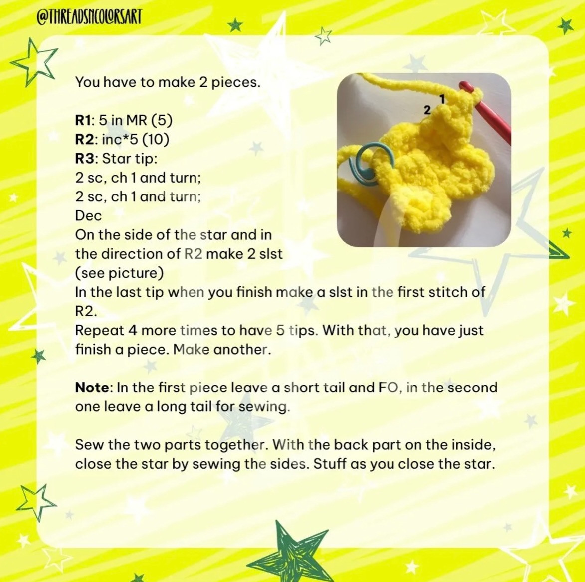 Free Crochet Star Keychain Pattern - Yellow Amigurumi Tutorial