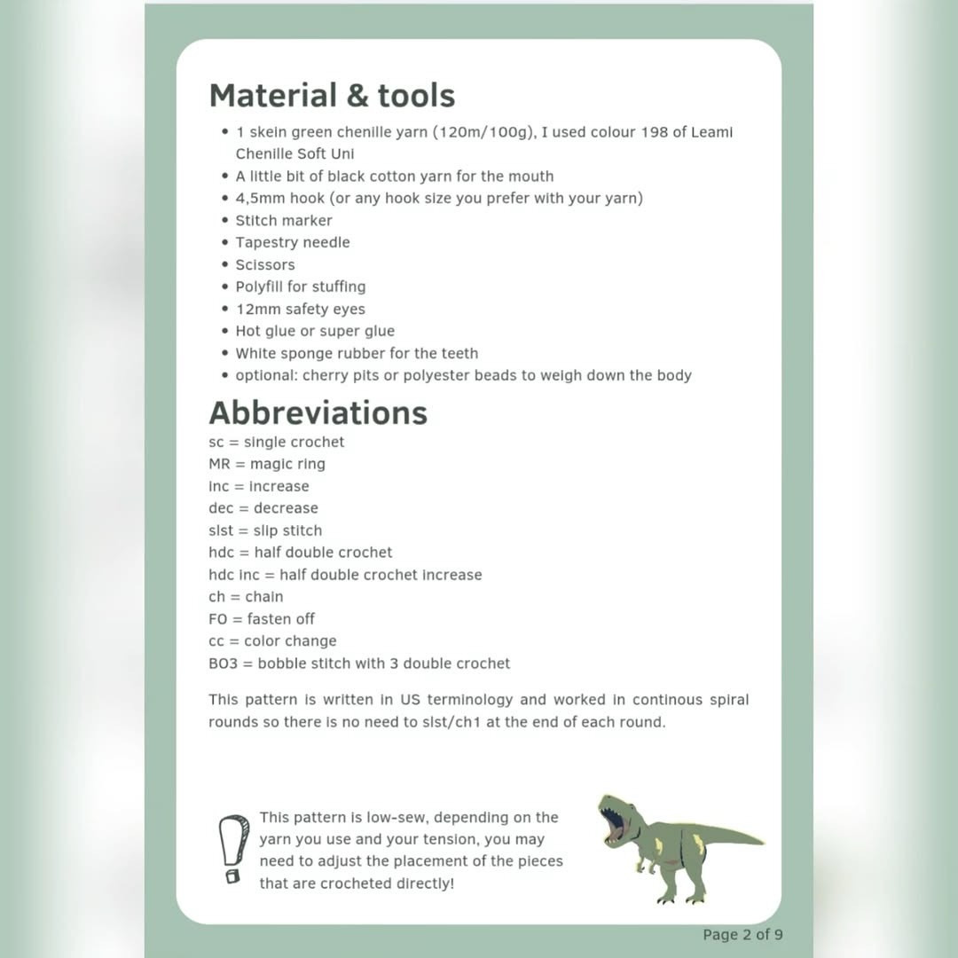 Free Crochet T-Rex Amigurumi Pattern: Green Chenille Yarn Low-Sew Dinosaur Tutorial