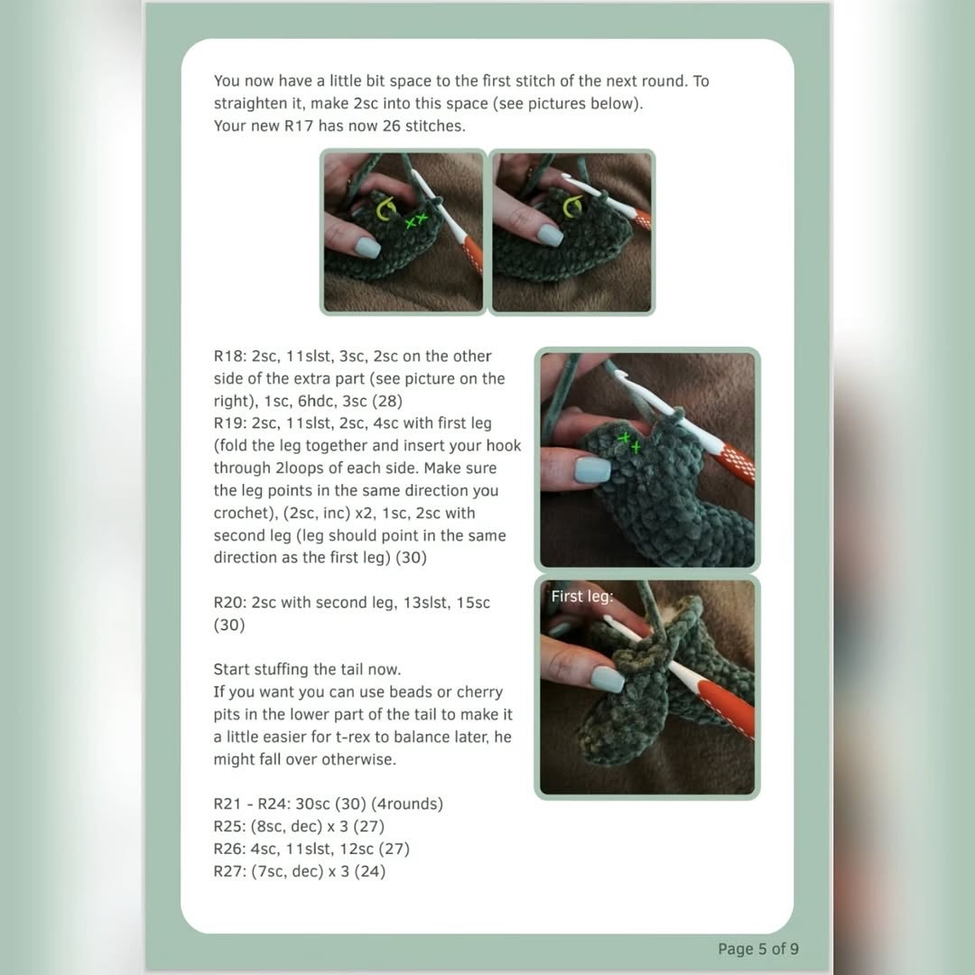 Free Crochet T-Rex Amigurumi Pattern: Green Chenille Yarn Low-Sew Dinosaur Tutorial