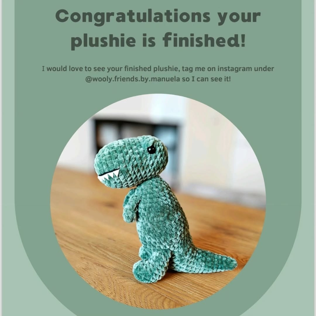 Free Crochet T-Rex Amigurumi Pattern: Green Chenille Yarn Low-Sew Dinosaur Tutorial