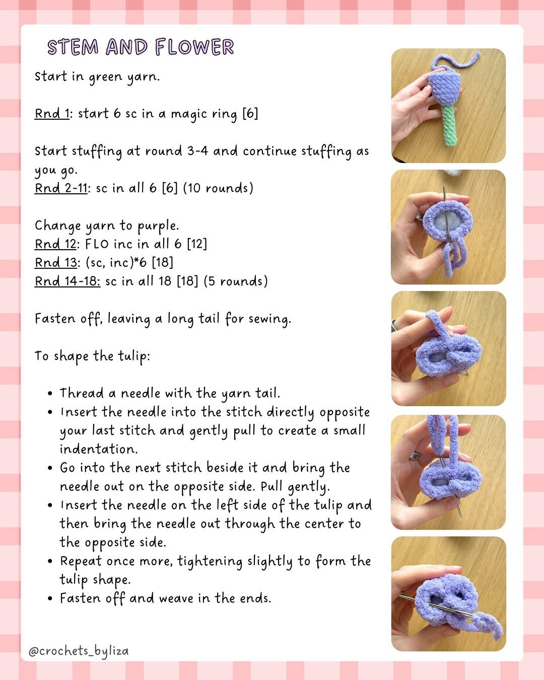 Free Crochet Tulip Pattern with Chenille Yarn