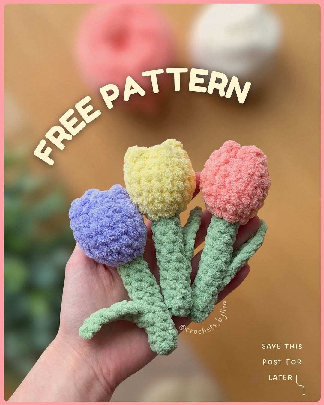 Free Crochet Tulip Pattern with Chenille Yarn