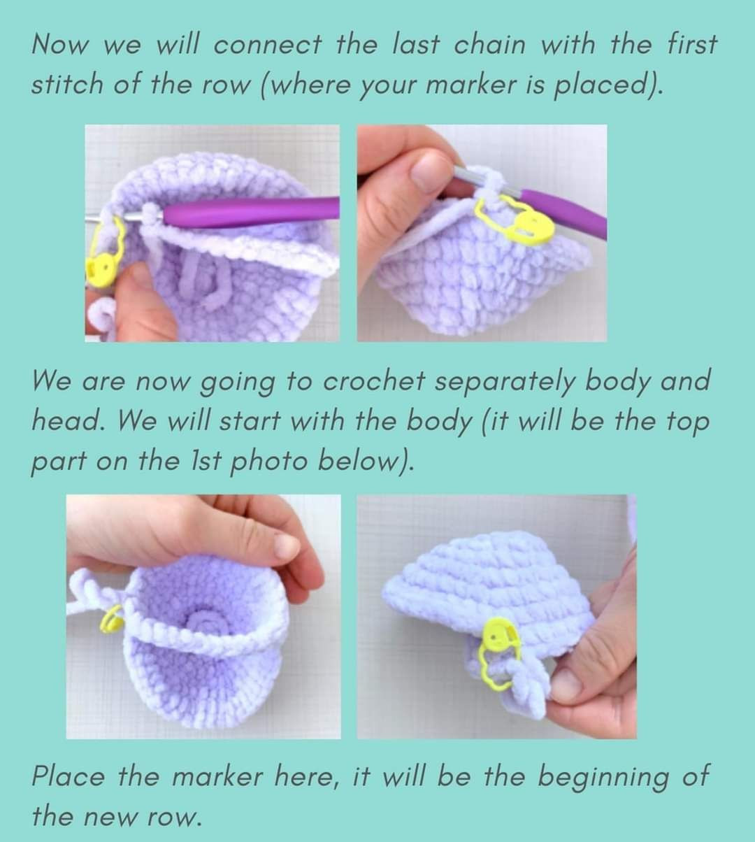 Free Crochet Unicorn Amigurumi Pattern Part 2 - Purple Head Tutorial