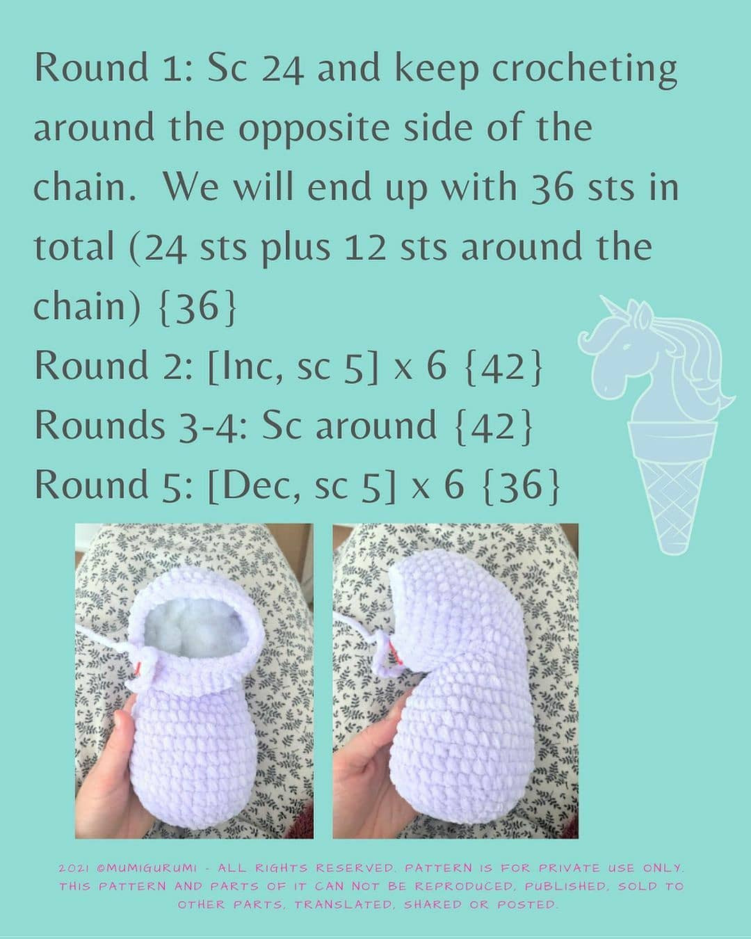 Free Crochet Unicorn Amigurumi Pattern Part 2 - Purple Head Tutorial
