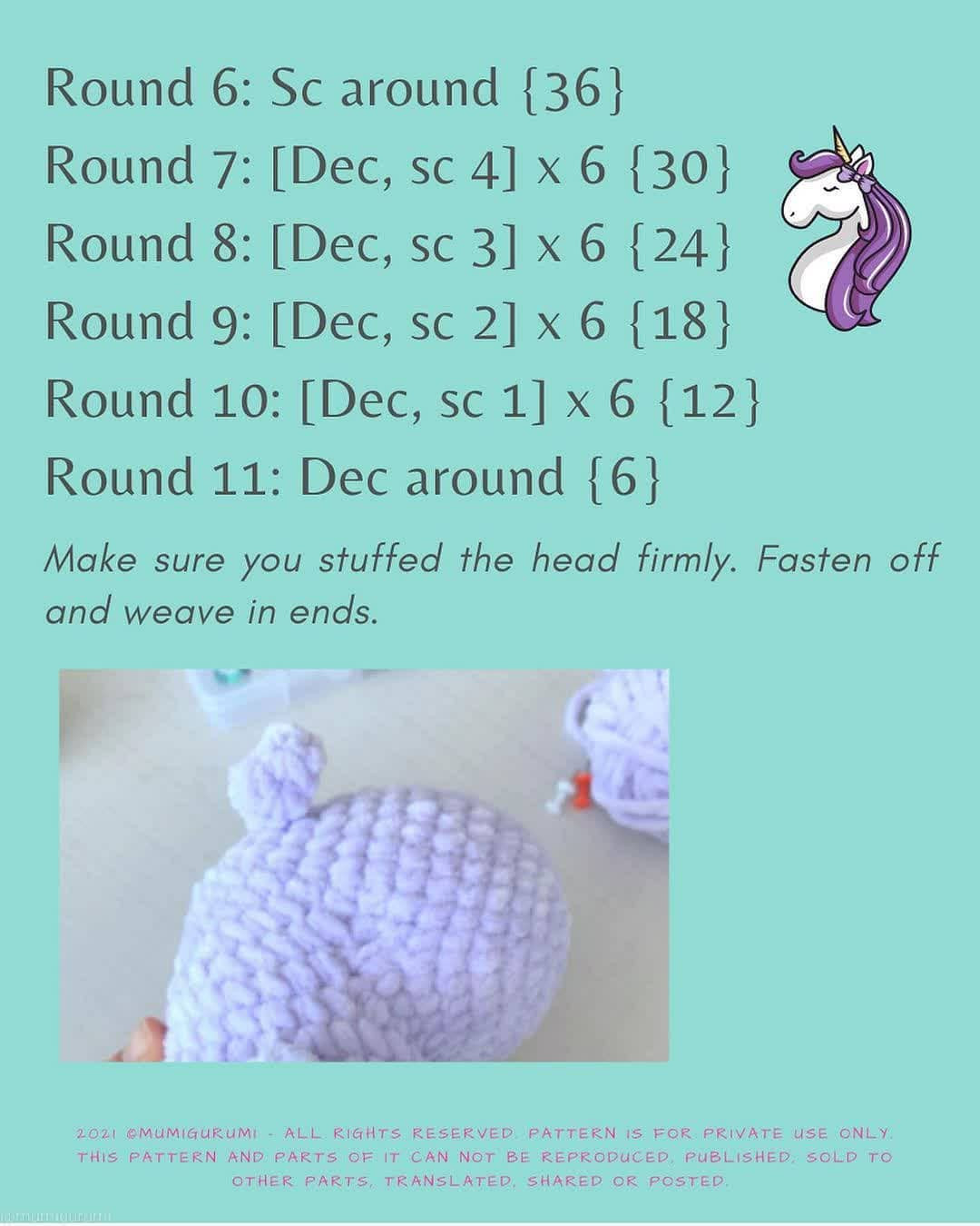 Free Crochet Unicorn Amigurumi Pattern Part 2 - Purple Head Tutorial