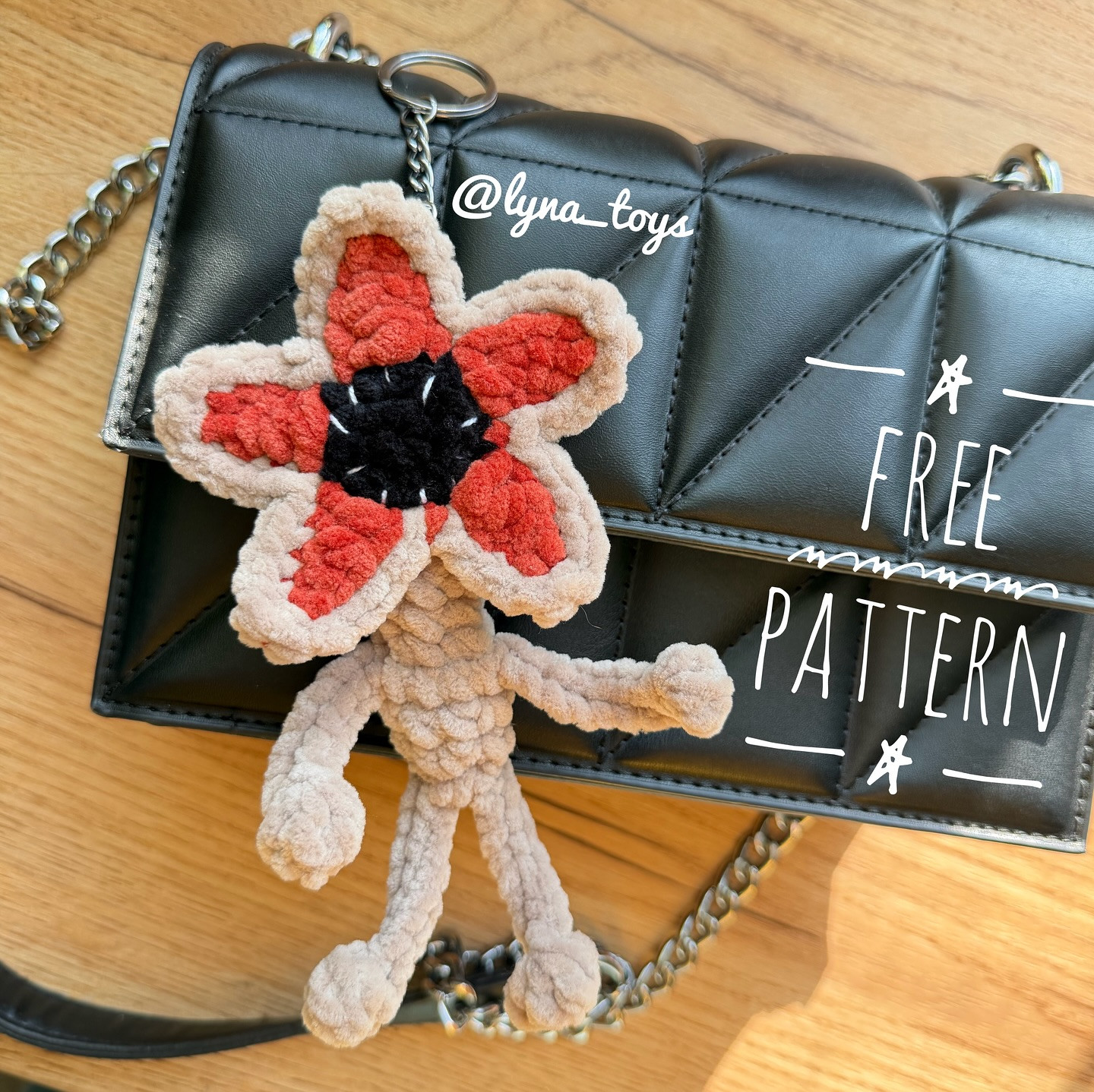 Free Demogorgon Crochet Pattern with Red Petals and Beige Body
