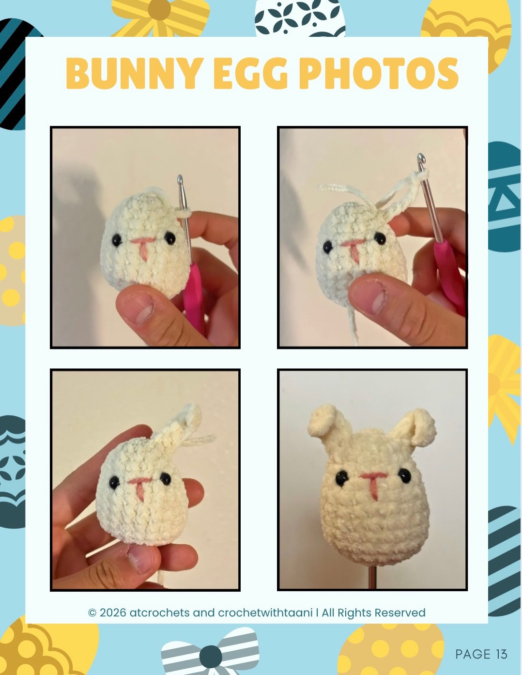 Free Easter Basket and Easter Egg Crochet Pattern: Striped, Heart, Bow, Bunny Eggs