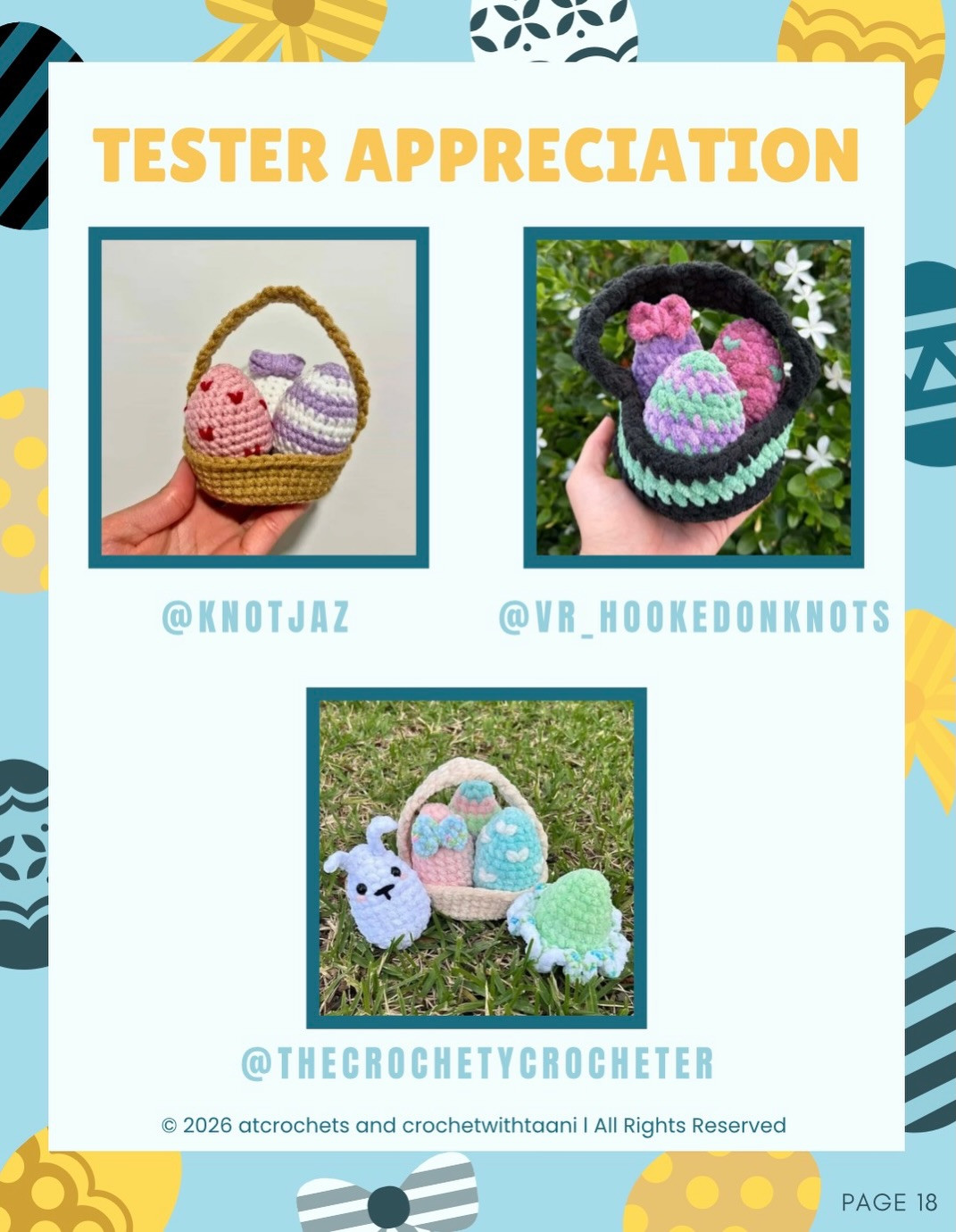 Free Easter Basket and Easter Egg Crochet Pattern: Striped, Heart, Bow, Bunny Eggs