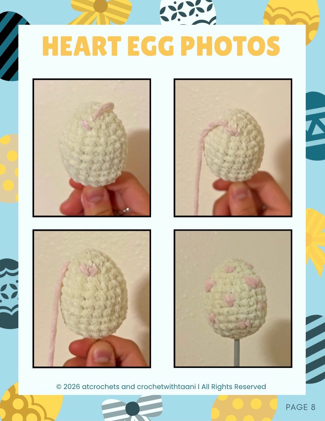 Free Easter Basket and Easter Egg Crochet Pattern: Striped, Heart, Bow, Bunny Eggs