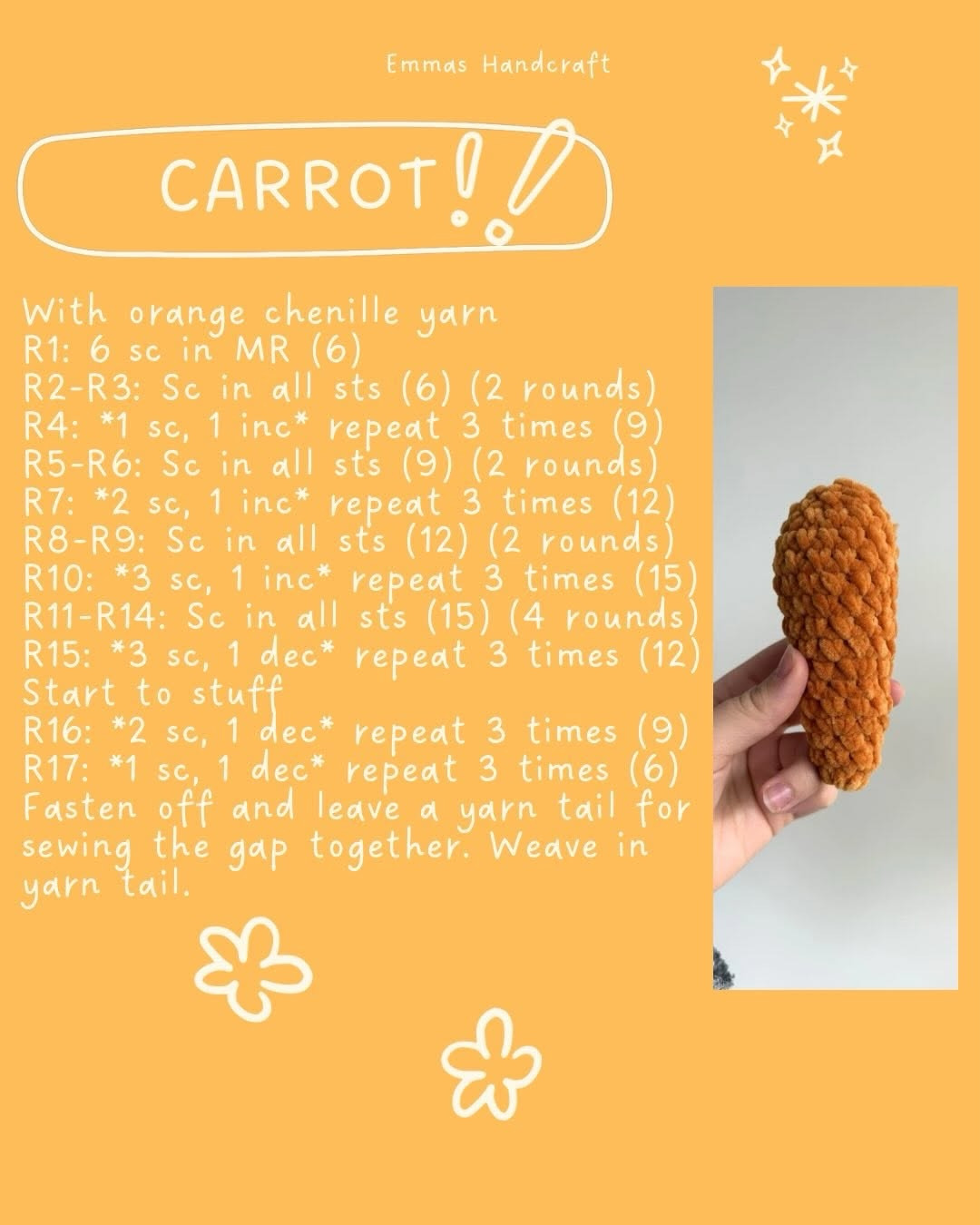 Free Easter Crochet Pattern: The Carrot Bunny Amigurumi Tutorial with Chenille Yarn