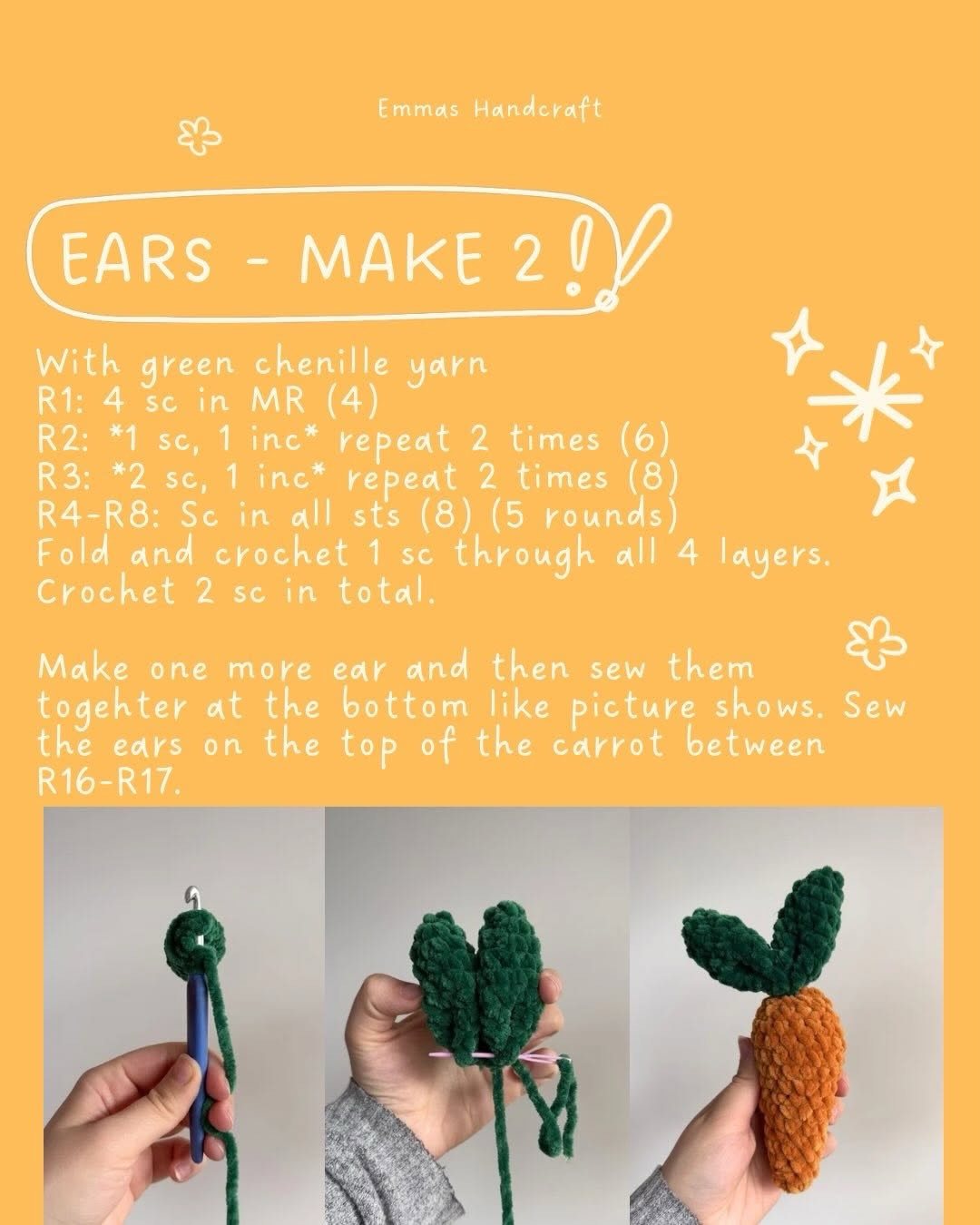Free Easter Crochet Pattern: The Carrot Bunny Amigurumi Tutorial with Chenille Yarn
