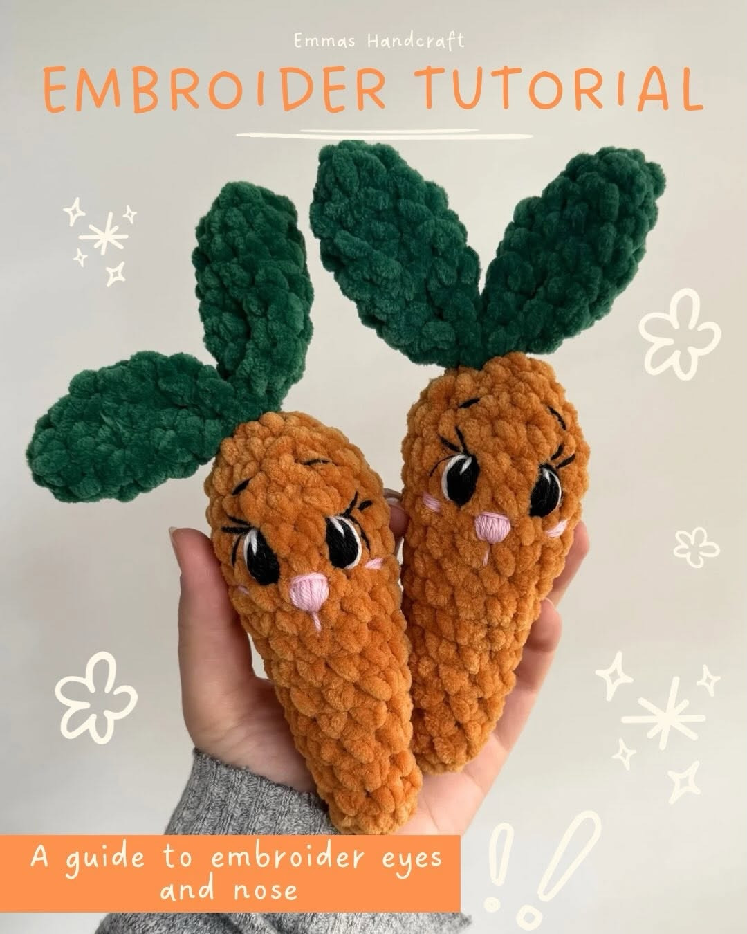 Free Easter Crochet Pattern: The Carrot Bunny Amigurumi Tutorial with Chenille Yarn