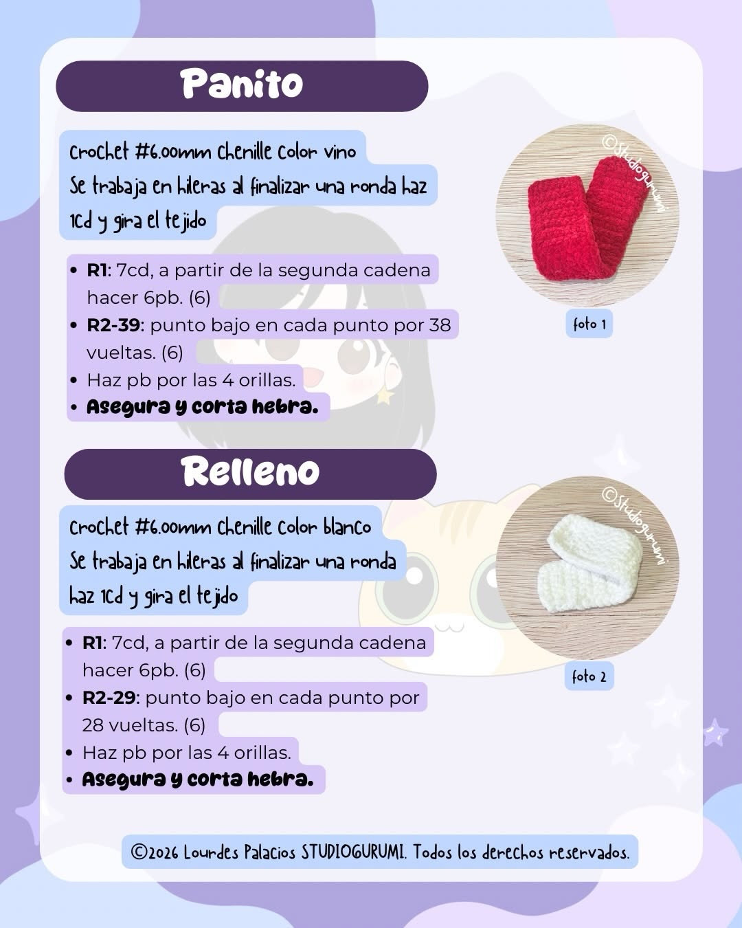 Free English Crochet Pattern: Kirby Roll Cake Amigurumi with Chenille and Cotton Yarn