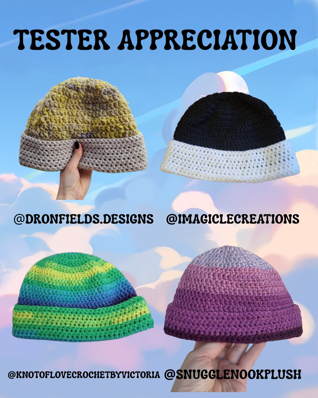 Free Fold Over Beanie Crochet Pattern with Materials and Instructions