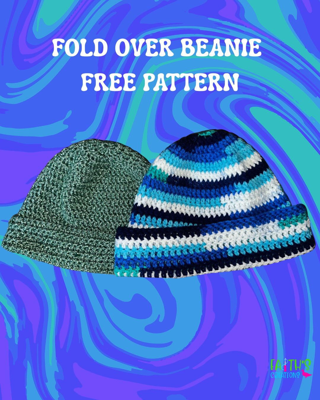 Free Fold Over Beanie Crochet Pattern with Materials and Instructions
