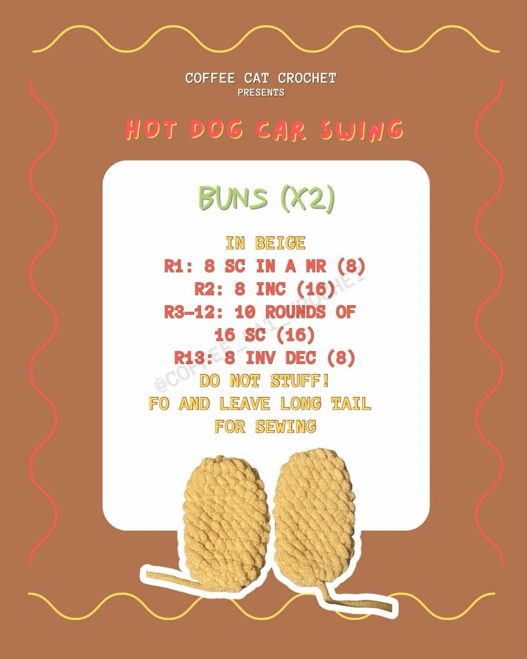 Free Hot Dog Car Swing Crochet Pattern by Coffee Cat Crochet