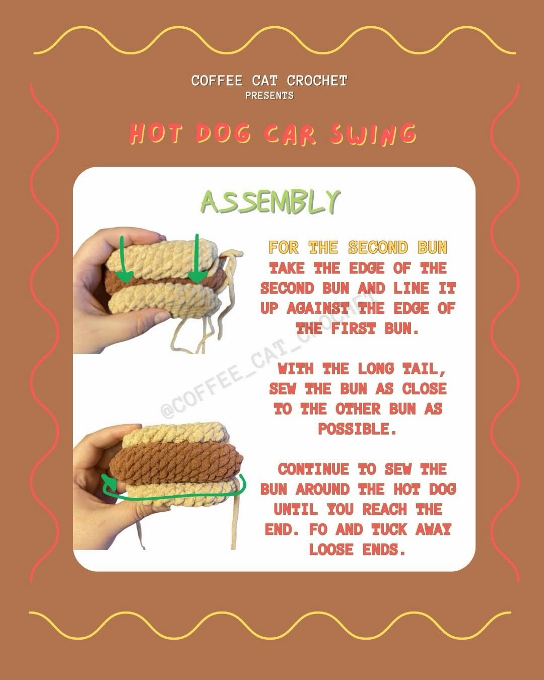Free Hot Dog Car Swing Crochet Pattern by Coffee Cat Crochet