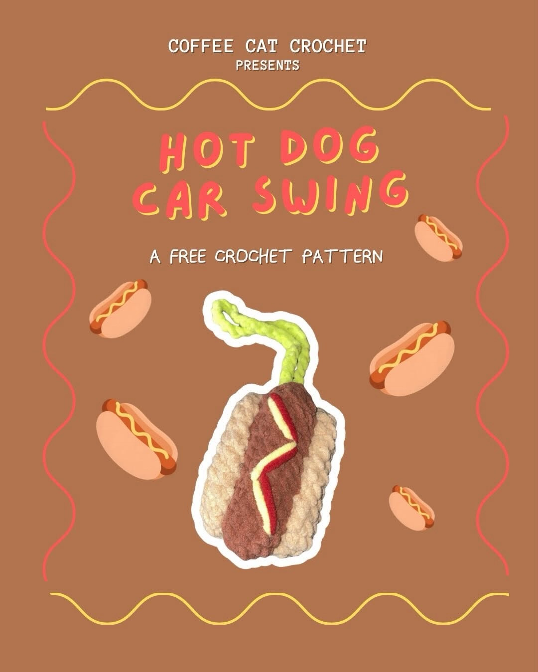 Free Hot Dog Car Swing Crochet Pattern by Coffee Cat Crochet