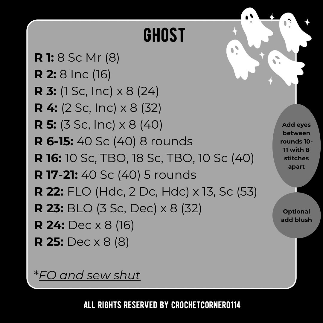 Free Jumbo Ghost Amigurumi Crochet Pattern with Pumpkin Topper