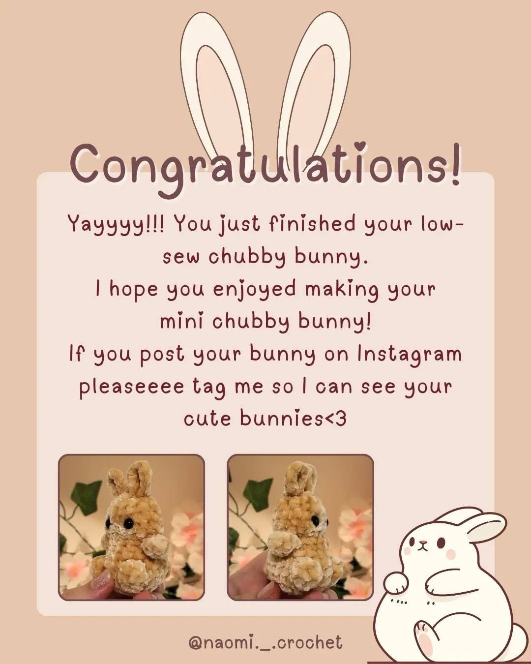 Free Low-Sew Chubby Bunny Crochet Pattern with Velvet Yarn