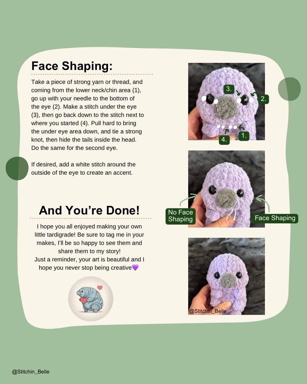 Free Low-Sew Crochet Tardigrade Amigurumi Pattern