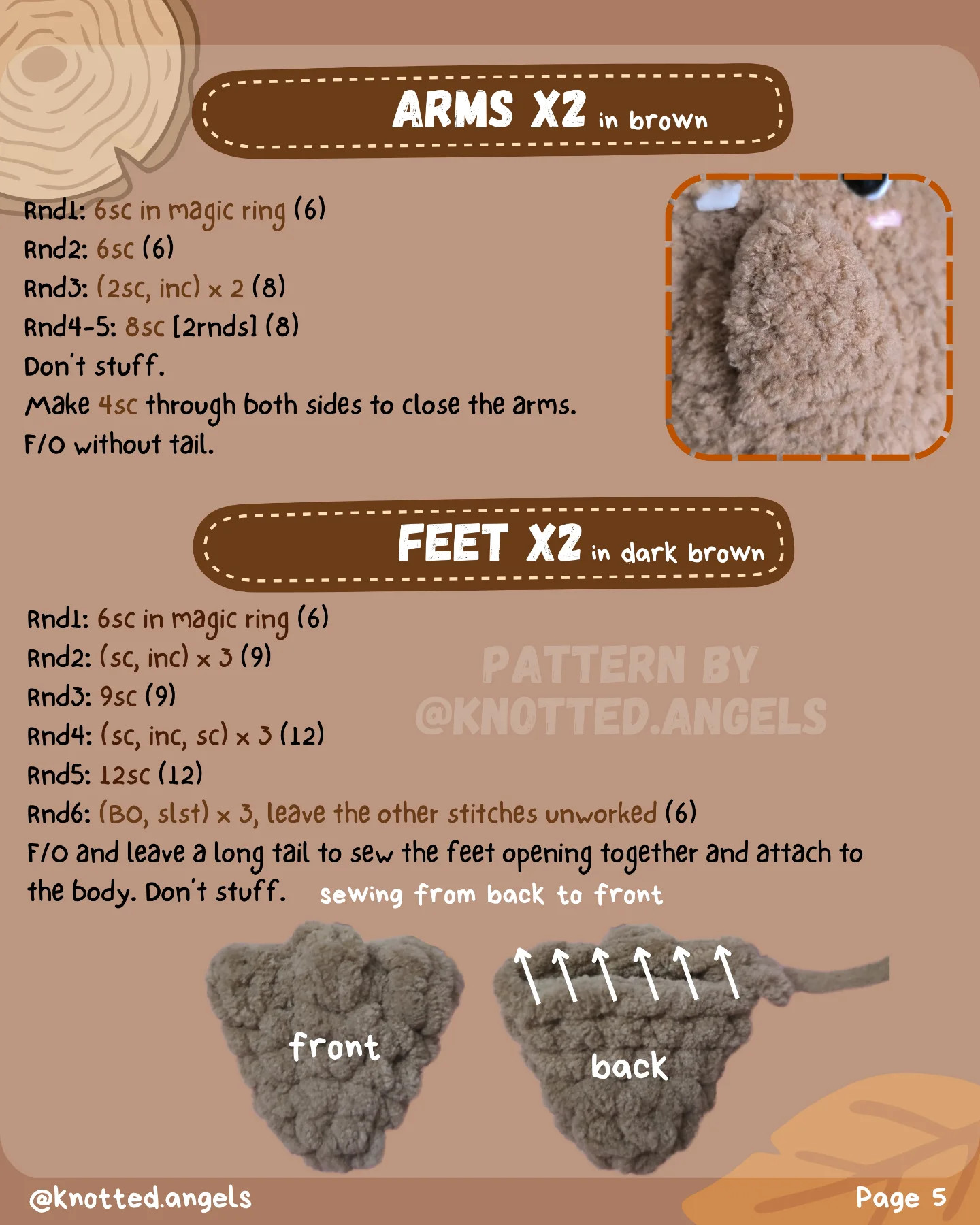Free Low Sew Pattern Benny the Beaver Amigurumi Crochet Doll with Log