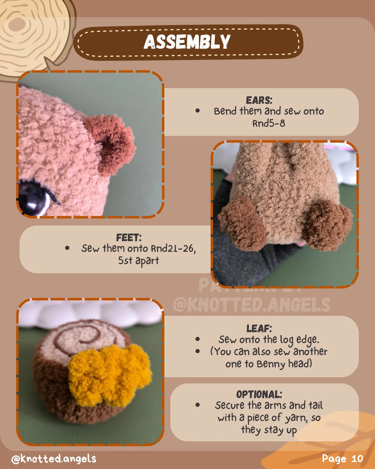 Free Low Sew Pattern Benny the Beaver Amigurumi Crochet Doll with Log