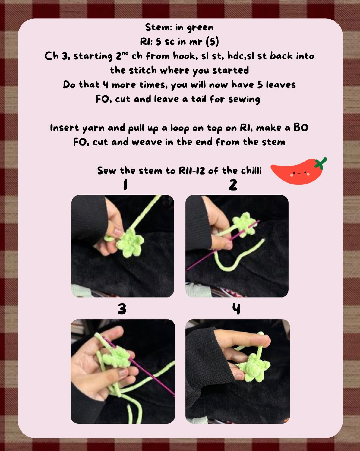 Free Mini Chilli Pepper Jellycat-inspired Crochet Pattern by @PIRES.PELUCHES