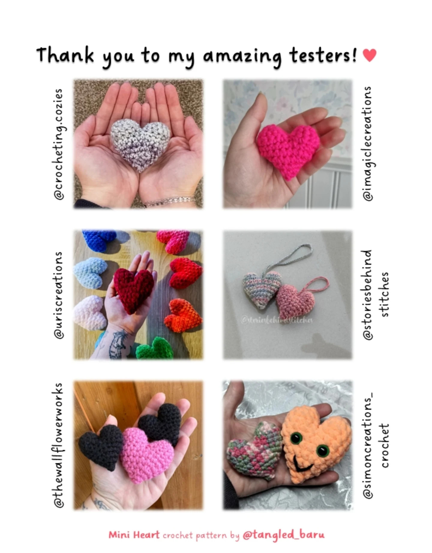 Free Mini Heart Crochet Pattern - No Sew Beginner Tutorial by Tangled Baru