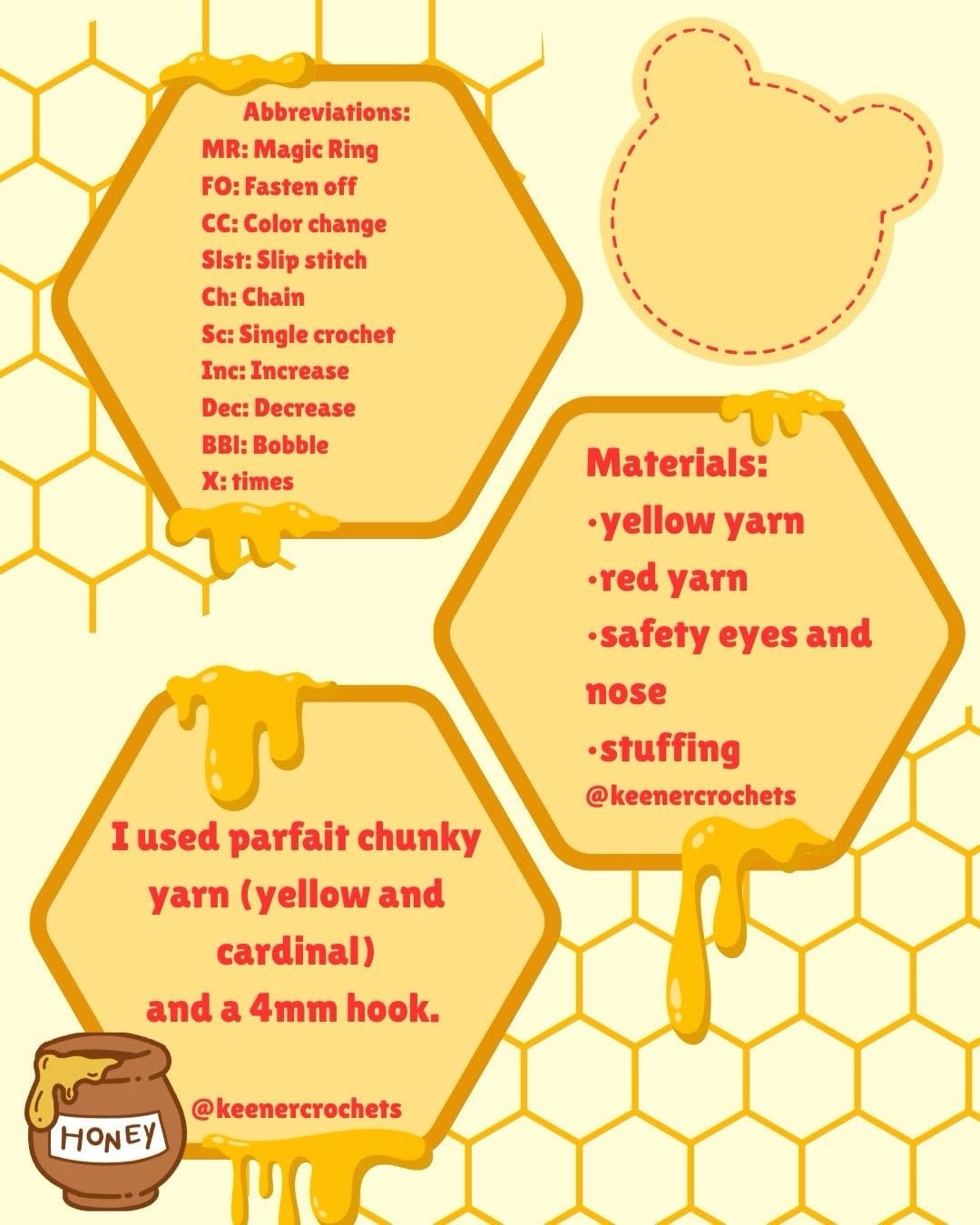 Free Mini Yellow Bear Crochet Pattern with Red Shirt
