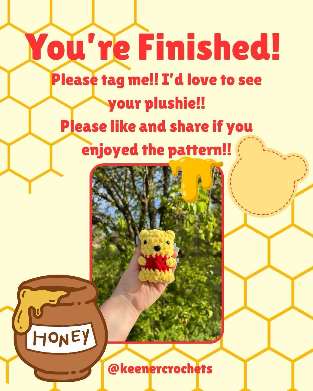 Free Mini Yellow Bear Crochet Pattern with Red Shirt