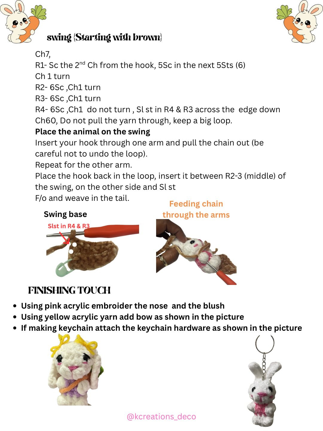 Free No Sew Bunny 3 in 1 Pattern: Amigurumi Keychain, Plushie & Car Hanger Tutorial