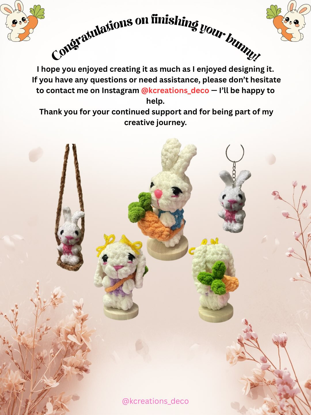 Free No Sew Bunny 3 in 1 Pattern: Amigurumi Keychain, Plushie & Car Hanger Tutorial