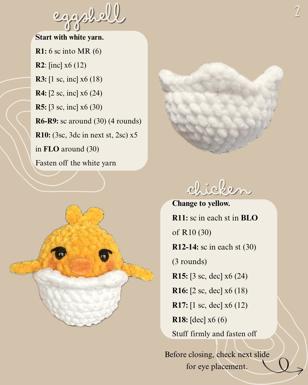 Free No-Sew Crochet Pattern: Cute Yellow Chick Hatching from Egg Shell Amigurumi Doll