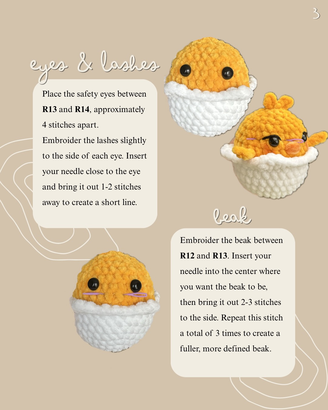 Free No-Sew Crochet Pattern: Cute Yellow Chick Hatching from Egg Shell Amigurumi Doll