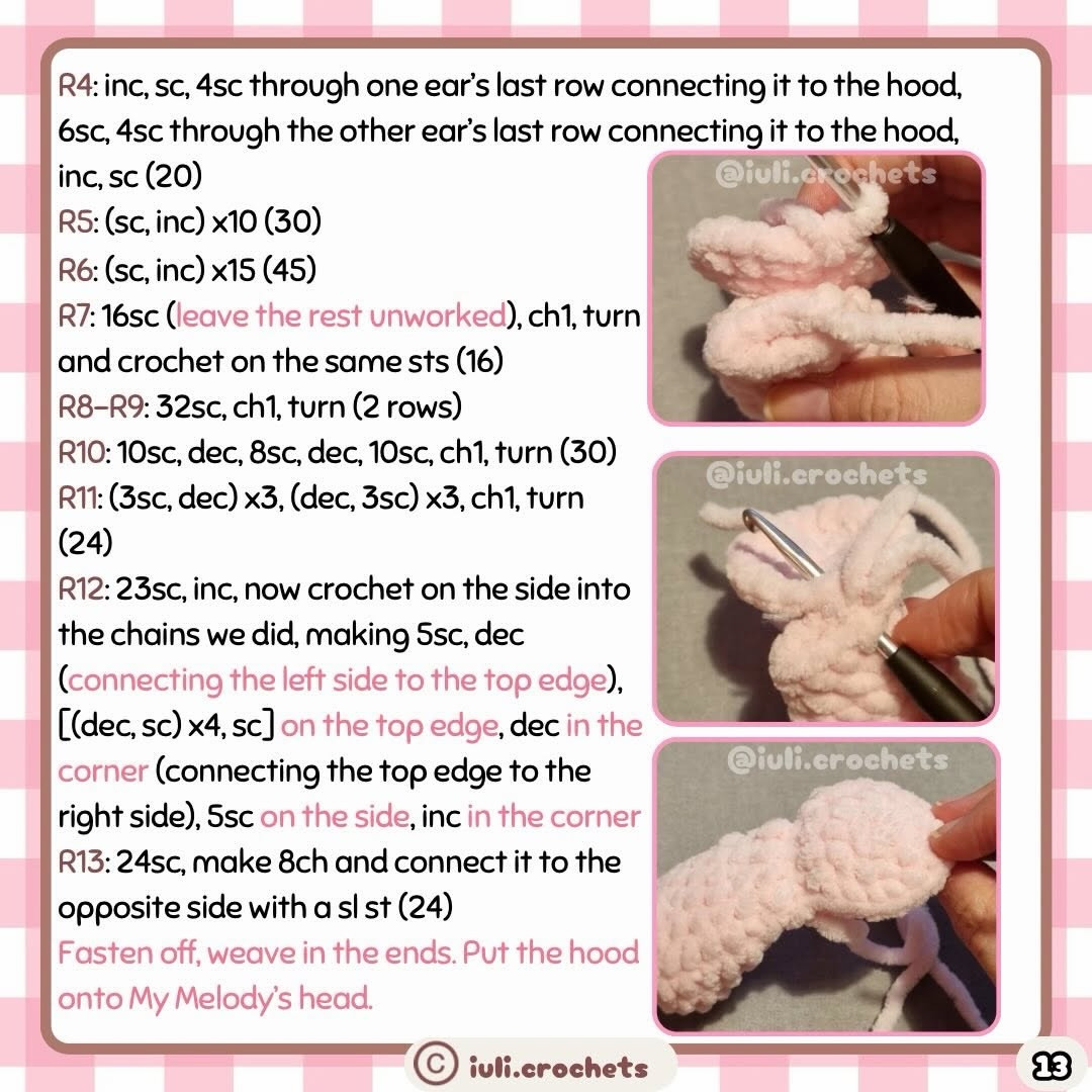 Free No-Sew Crochet Pattern for Sanrio Characters: Hello Kitty, My Melody, Pompompurin, Cinnamoroll, Kuromi and Keroppi