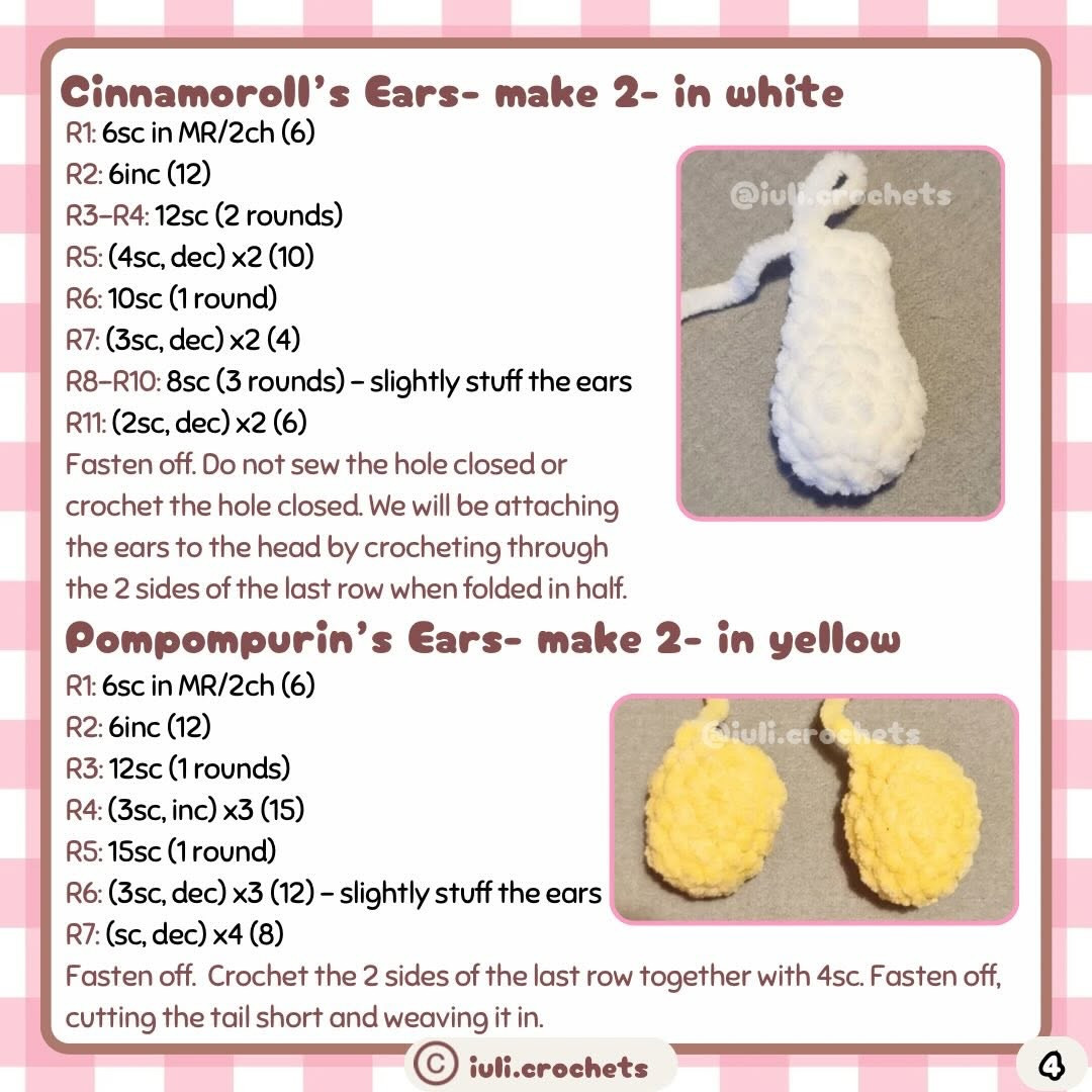 Free No-Sew Crochet Pattern for Sanrio Characters: Hello Kitty, My Melody, Pompompurin, Cinnamoroll, Kuromi and Keroppi